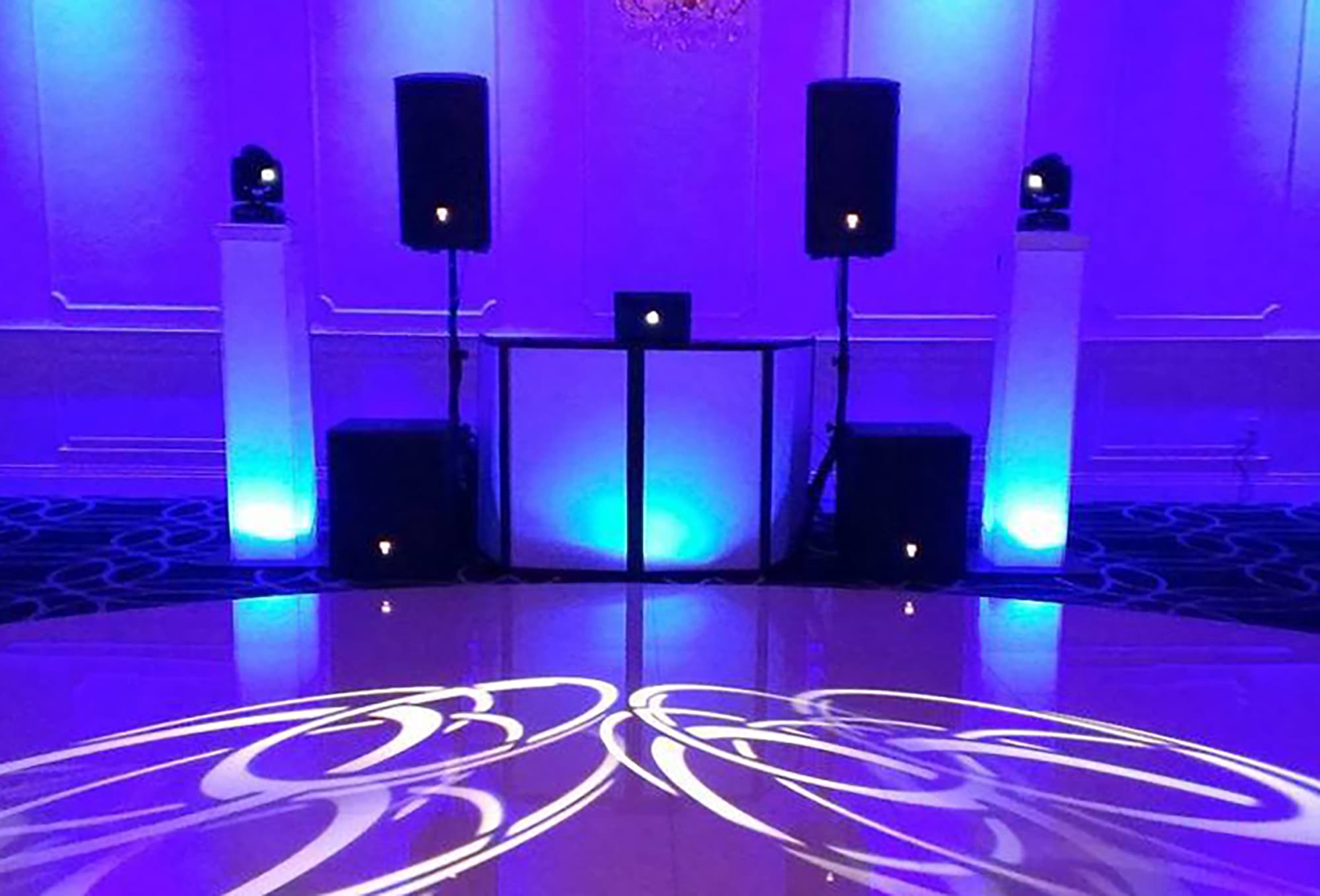Professional DJ booth and sound setup